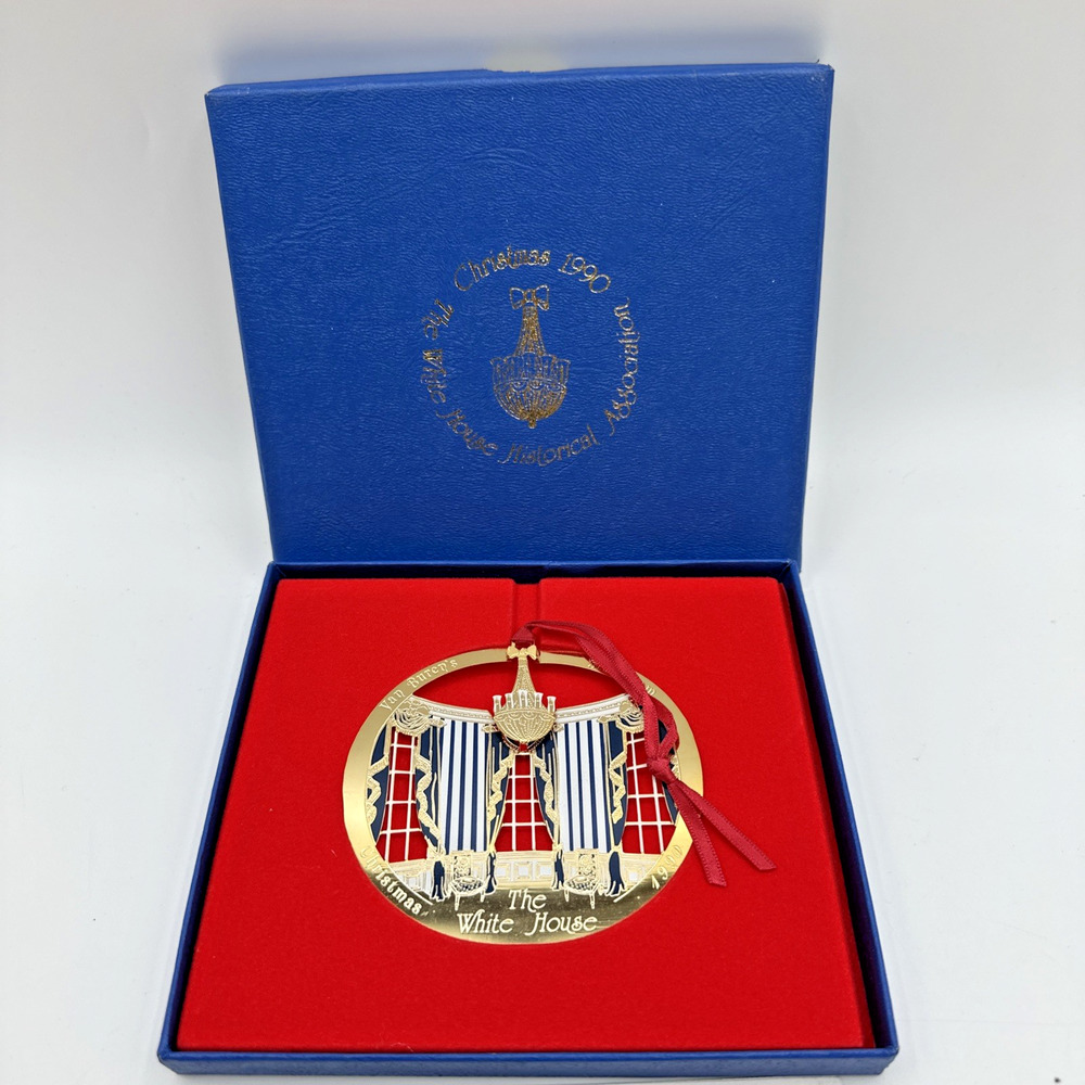 1990 White House Historical Association Christmas Ornament Martin Van Buren Box